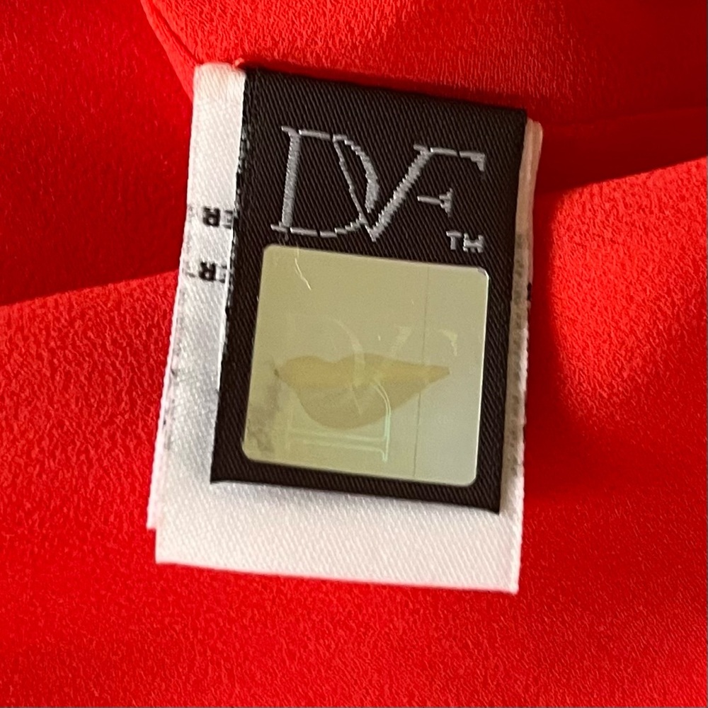 DVF Diane Von Furstenberg New Slice Pintuck Silk Top Blouse Orange Small Luxury - Picture 8 of 12